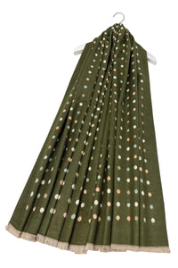 Mini Polka Dot Reversible Wool Frayed Scarf