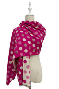 Polka Dot Reversible Wool Frayed Scarf