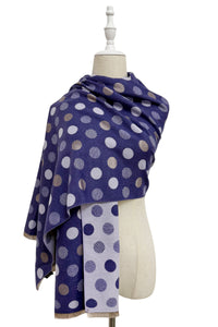 Polka Dot Reversible Wool Frayed Scarf