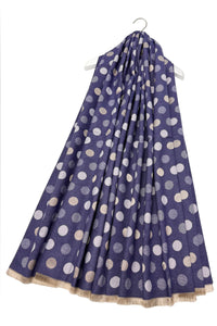 Polka Dot Reversible Wool Frayed Scarf