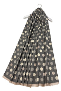 Polka Dot Reversible Wool Frayed Scarf