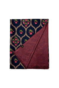 Traditional Tulip Print Wool Frayed Scarf