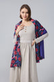 Colourful Bird & Floral Print Wool Frayed Scarf