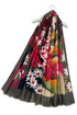 Bold Mixed Floral Print Frayed Scarf