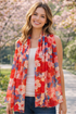 Cute Retro Cherry Blossom Print Frayed Scarf