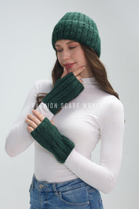 Cosy Plain Knitted Fingerless Gloves