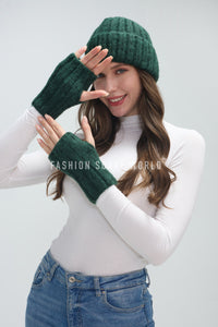 Cosy Plain Knitted Fingerless Gloves