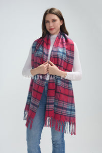 Silver Glitter Check Tassel Scarf