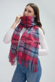 Silver Glitter Check Tassel Scarf