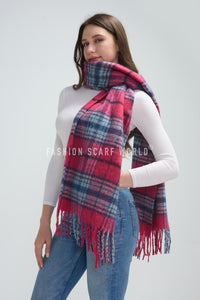 Silver Glitter Check Tassel Scarf