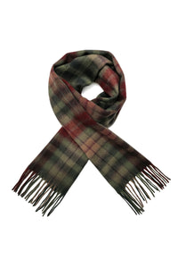 Multi Check Print 100% Wool Tassel Scarf