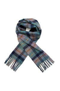 Multi Check Print 100% Wool Tassel Scarf