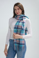 Multi Check Print 100% Wool Tassel Scarf