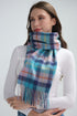 Multi Check Print 100% Wool Tassel Scarf
