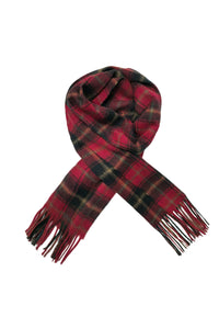 Multi Check Print 100% Wool Tassel Scarf
