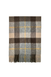 Multi Check Print 100% Wool Tassel Scarf