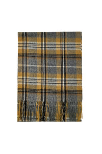 Multi Check Print 100% Wool Tassel Scarf
