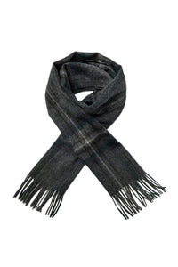 Multi Check Print 100% Wool Tassel Scarf