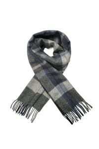 Multi Check Print 100% Wool Tassel Scarf