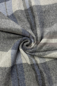 Multi Check Print 100% Wool Tassel Scarf