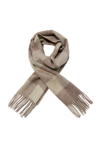 Multi Check Print 100% Wool Tassel Scarf