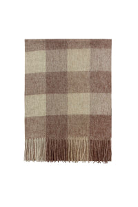Multi Check Print 100% Wool Tassel Scarf