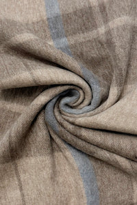 Multi Check Print 100% Wool Tassel Scarf