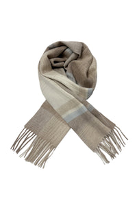 Multi Check Print 100% Wool Tassel Scarf