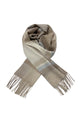 Multi Check Print 100% Wool Tassel Scarf