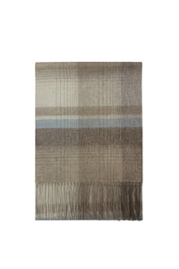 Multi Check Print 100% Wool Tassel Scarf