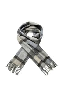 Multi Check Print 100% Wool Tassel Scarf