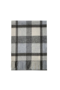 Multi Check Print 100% Wool Tassel Scarf
