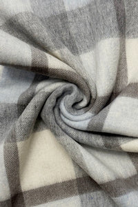 Multi Check Print 100% Wool Tassel Scarf