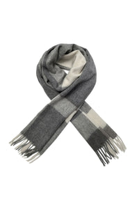 Multi Check Print 100% Wool Tassel Scarf