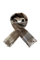 Multi Check Print 100% Wool Tassel Scarf