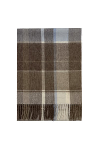 Multi Check Print 100% Wool Tassel Scarf