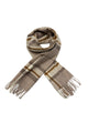 Multi Check Print 100% Wool Tassel Scarf