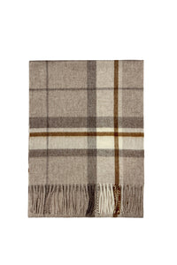 Multi Check Print 100% Wool Tassel Scarf