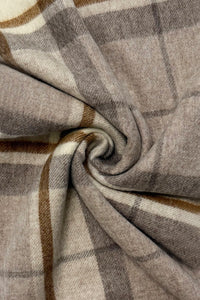 Multi Check Print 100% Wool Tassel Scarf