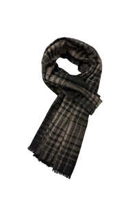 Grid Check Print Reversible Mens/Unisex Frayed Scarf