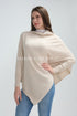 Plain Cuffed Diagonal Drape Wool Poncho