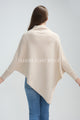 Plain Cuffed Diagonal Drape Wool Poncho
