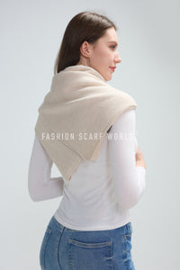 Plain Cuffed Diagonal Drape Wool Poncho
