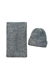 Metallic Eyelash Knit Hat & Scarf Set