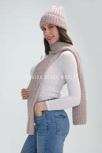 Metallic Eyelash Knit Hat & Scarf Set