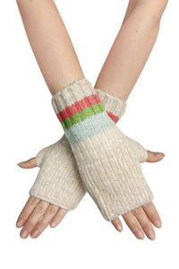 Rainbow Stripe Wool Hat, Scarf & Fingerless Glove Set