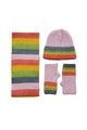 Rainbow Stripe Wool Hat, Scarf & Fingerless Glove Set