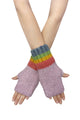 Rainbow Stripe Wool Hat, Scarf & Fingerless Glove Set