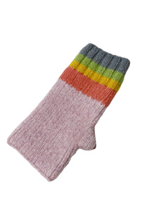Rainbow Stripe Wool Hat, Scarf & Fingerless Glove Set