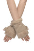 Faux Suede & Shearling Fingerless Gloves